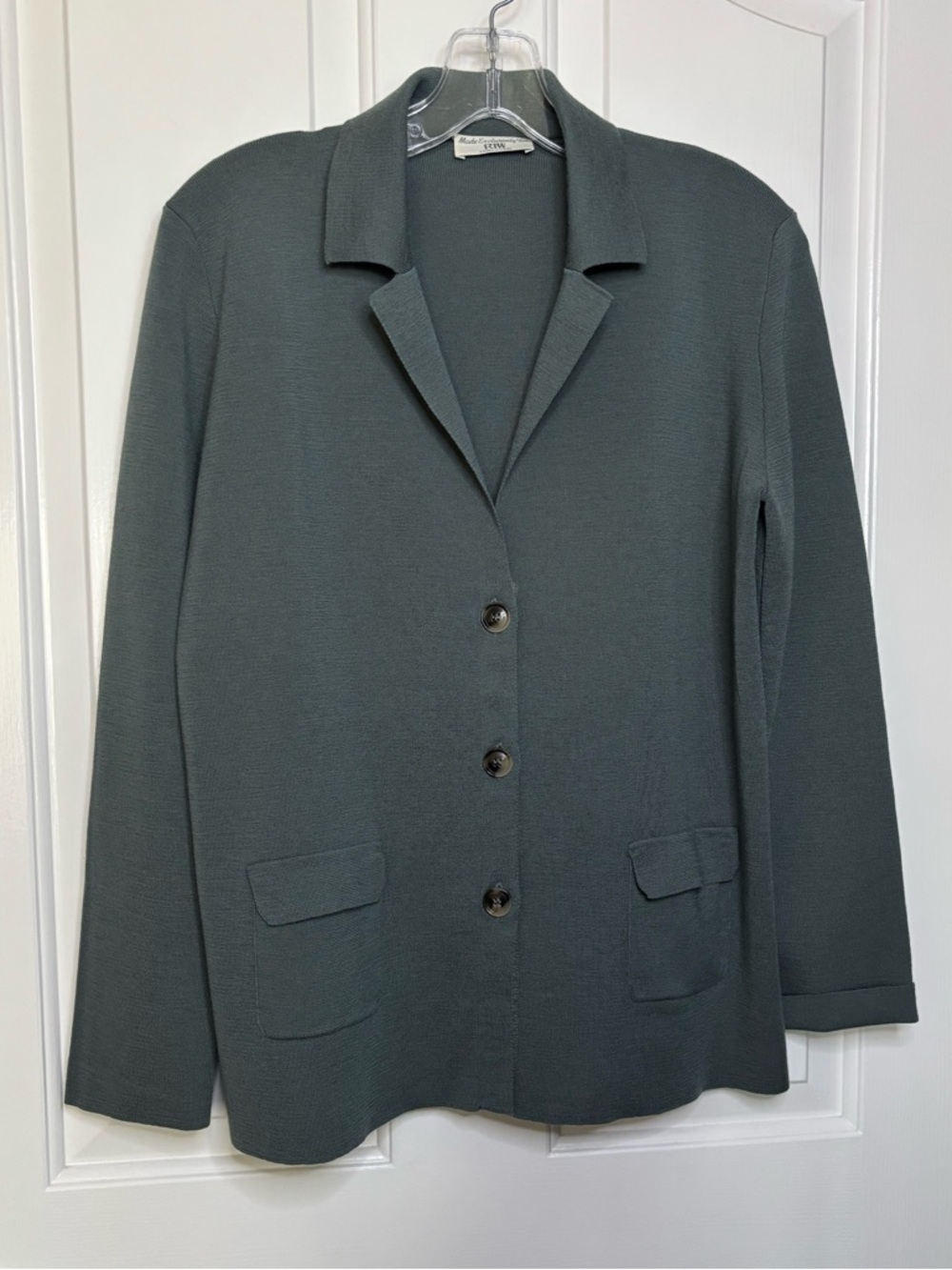 NWT AMINA RUBINACCI Seafoam Green Notch-Collar Knit Wool Blazer Size 10